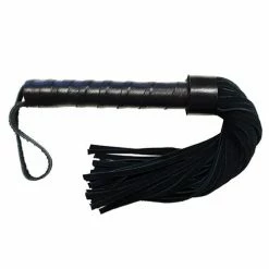 Rouge Leather Handle Short Suede Flogger - Black