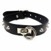Rouge Leather O Ring Studded Collar - Black Kink & BDSM