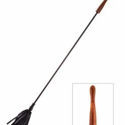 Kink & BDSM Rouge Leather Riding Crop With Rounded Wooden Handle