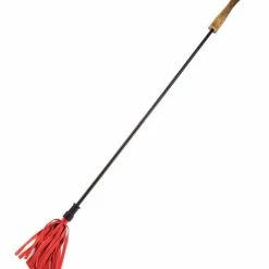 Kink & BDSM Rouge Leather Riding Crop With Rounded Wooden Handle