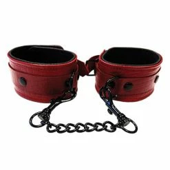Kink & BDSM Rouge Leather Wrist Cuffs - Burgundy