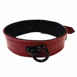 Kink & BDSM Rouge Plain Leather Collar - Burgundy