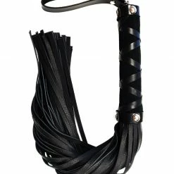 Rouge Short Leather Flogger With Studs - Black Kink & BDSM