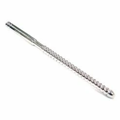 Rouge Stainless Steel Ribbed Solid Urethral Probe - 16.5 Cm Long