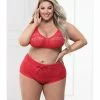 Seven 'til Midnight Knit Bralette & Cheeky Shorts Flame Scarlet 1x-2x Lingerie