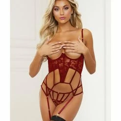 Seven'til Midnight Super Sexy Bustier With G-string One Size Fits Most Lingerie