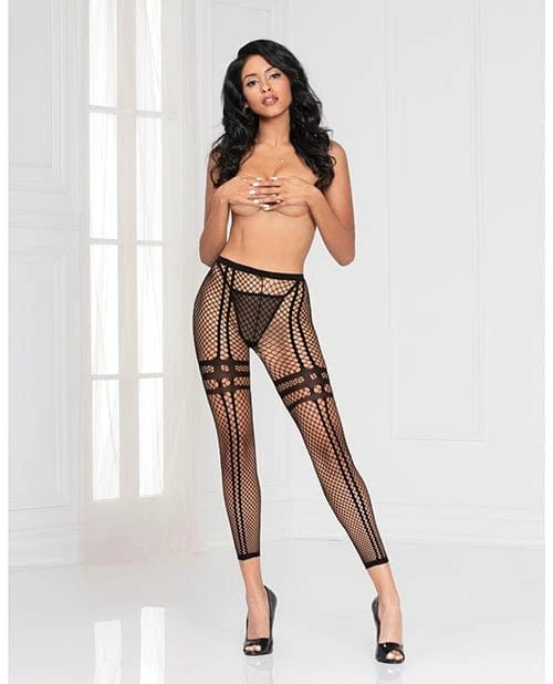 Seven 'til Midnight Industrial Net Leggings With Stripe Details Black One Size Fits Most