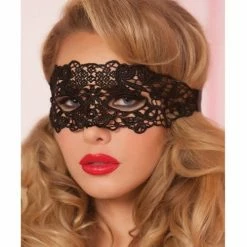 Seven 'til Midnight Lingerie Lace Eye Mask With Satin Ribbon Ties
