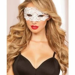 Seven'til Midnight Lingerie Lace Eye Mask With Satin Ribbon Ties