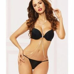 Seven 'til Midnight Rhinestone & Silver Draped Body Chain Silver O-s