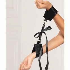 Seven 'til Midnight Satin Elastic Cuffs D-ring & Satin Ribbon Tie One Size Fits Most Lingerie