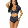 Shirley Of Hollywood Stretch Lace Cami Set Navy Xxl