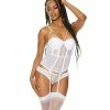Shirley Of Hollywood Stretch Lace Underwire Padded Cups Bustier White Xxl