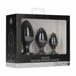 Shots America Shots Ouch Diamond Shape Butt Plug Set - Black