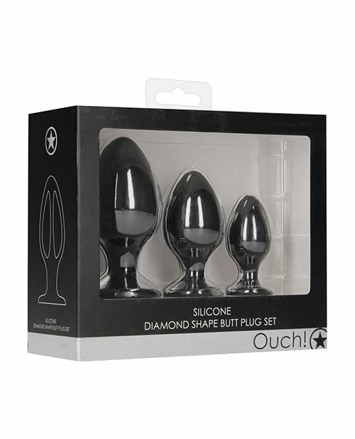 Shots America Shots Ouch Diamond Shape Butt Plug Set - Black