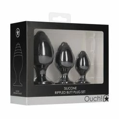 Shots America Anal Toys Shots Ouch Rippled Butt Plug Set - Black