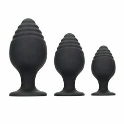 Shots America Anal Toys Shots Ouch Rippled Butt Plug Set - Black