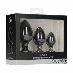 Shots America Shots Ouch Swirled Butt Plug Set - Black