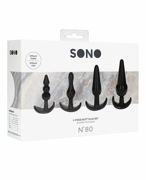 Shots America Anal Toys Shots Sono No. 8 Butt Plug - Black Set Of 4