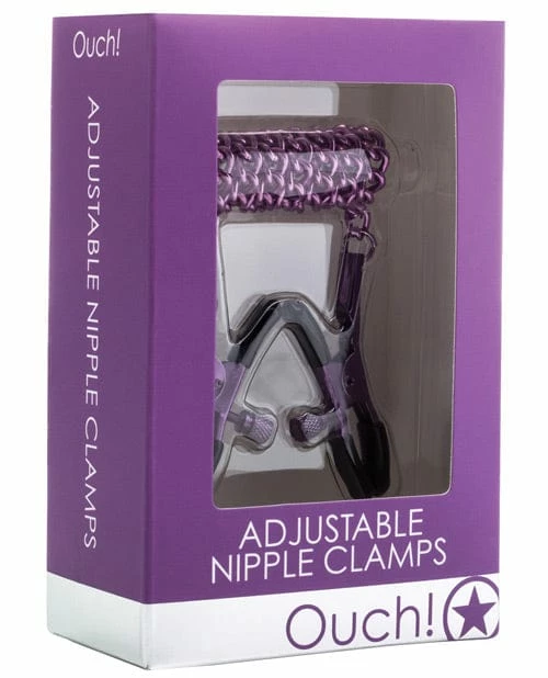 Shots America Shots Ouch Adjustable Nipple Clamps With Chain Kink & BDSM