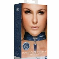 Shots America Kink & BDSM Shots Ouch Denim Collar With Leash
