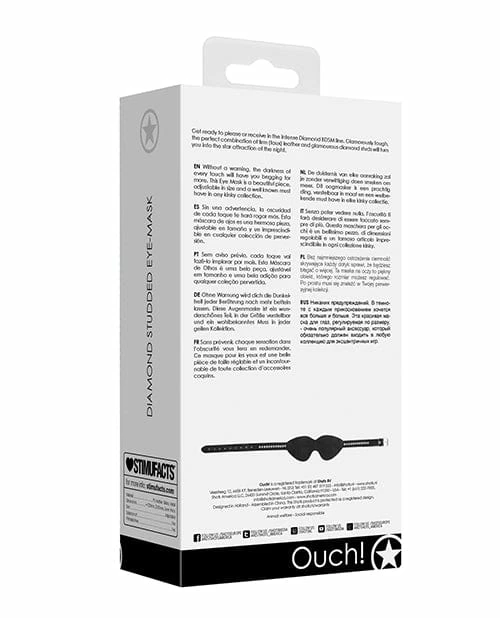 Shots America Shots Ouch Diamond Studded Eye Mask - Black Kink & BDSM