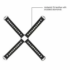 Shots America Kink & BDSM Shots Ouch Diamond Studded Hogtie - Black