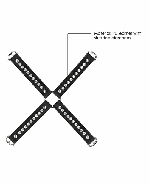 Shots America Kink & BDSM Shots Ouch Diamond Studded Hogtie - Black