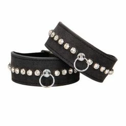 Shots America Kink & BDSM Shots Ouch Diamond Studded Wrist Cuffs - Black