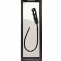 Shots America Shots Ouch Extra Long Urethral Sounding Silicone Vibrating Bullet Plug - Black