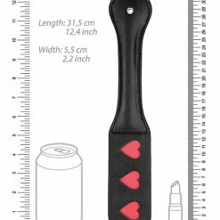 Shots America Kink & BDSM Shots Ouch Hearts Paddle - Black