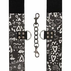 Shots America Shots Ouch Love Street Art Fashion Printed Hand Cuffs - Black