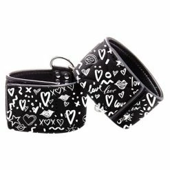 Shots America Shots Ouch Love Street Art Fashion Printed Hand Cuffs - Black