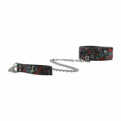 Shots America Shots Ouch Old School Tattoo Style Printed Collar With Leash- Black Kink & BDSM