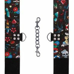 Shots America Kink & BDSM Shots Ouch Old School Tattoo Style Printed Hand Cuffs- Black