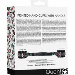 Shots America Shots Ouch Old School Tattoo Style Printed Handcuffs With Handle - Black Kink & BDSM