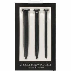 Shots America Shots Ouch Urethral Sounding Silicone Rugged Nail Plug Set - Black Kink & BDSM