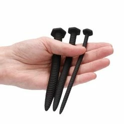 Shots America Kink & BDSM Shots Ouch Urethral Sounding Silicone Screw Plug Set - Black