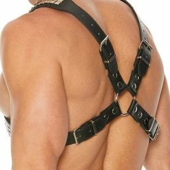 Shots America Kink & BDSM Shots Uomo Men's Pyramid Stud Body Harness - Black
