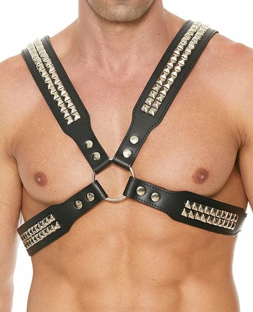Shots America Kink & BDSM Shots Uomo Men's Pyramid Stud Body Harness - Black