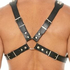 Shots America Kink & BDSM Shots Uomo Men's Pyramid Stud Body Harness - Black