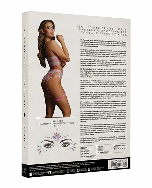 Shots America Shots Bliss Bra & Panty Leg Garter With Face Jewelry Multi One Size Fits Most Lingerie