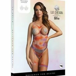 Shots America Lingerie Shots Bliss Open Cup Strappy Teddy With Jewelry Pasties Multi One Size Fits Most