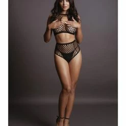 Shots America Shots Le Desir Duo Net Key Hole Bra Set Black One Size Fits Most
