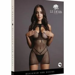 Shots America Shots Le Desir Duo Net Open Cup Mini Dress Black One Size Fits Most Lingerie