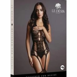 Shots America Shots Le Desir Lace Suspender Bodystocking Black One Size Fits Most Lingerie