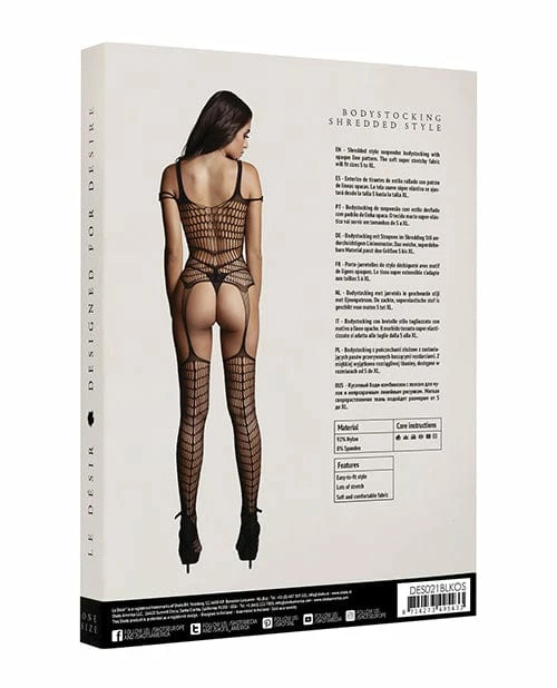 Shots America Shots Le Desir Shredded Bodystocking Black One Size Fits Most Lingerie