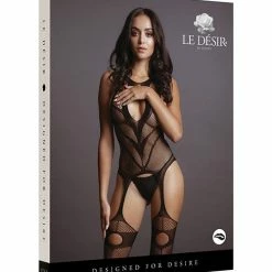 Shots America Lingerie Shots Le Desir Suspender Bodystocking Black One Size Fits Most