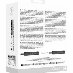 Shots America Shots Ouch Black & White Plush Bonded Leather Ankle Cuffs - Black Kink & BDSM