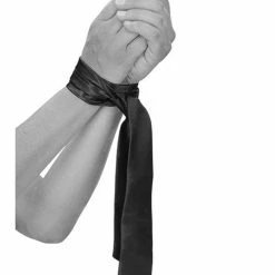 Shots America Kink & BDSM Shots Ouch Black & White Satin Bondage Tie - Black